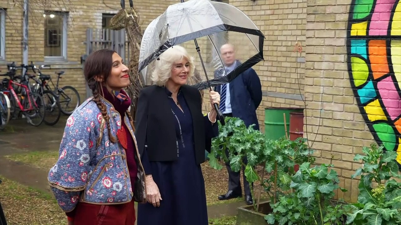 Queen Camilla visits art studio in London