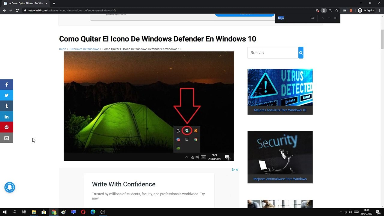 MOSTRAR y QUITAR el ICONO de WINDOWS DEFENDER en la BARRA de TAREAS de WINDOWS 10 FÁCIL y RÁPIDO 