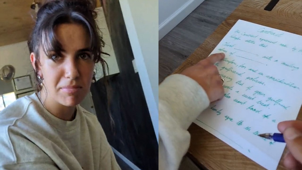 Woman makes boyfriend SIGN A CONTRACT