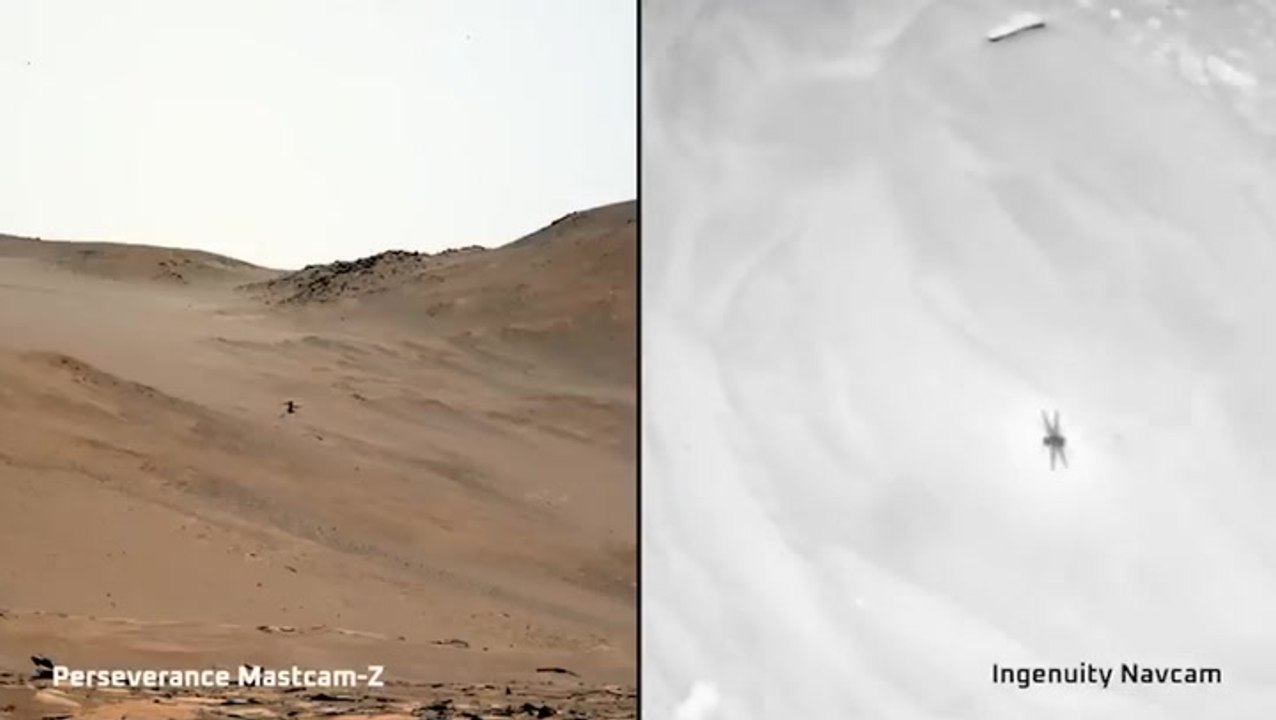 Mars Helicopter Fly From Perseverance And Ingenuity Cams