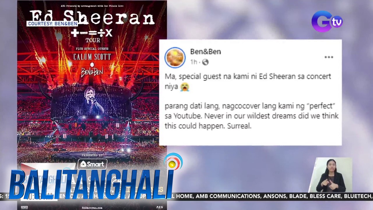 Ben&Ben, special guest sa upcoming concert nI Ed Sheeran sa manila sa March 9 | BT