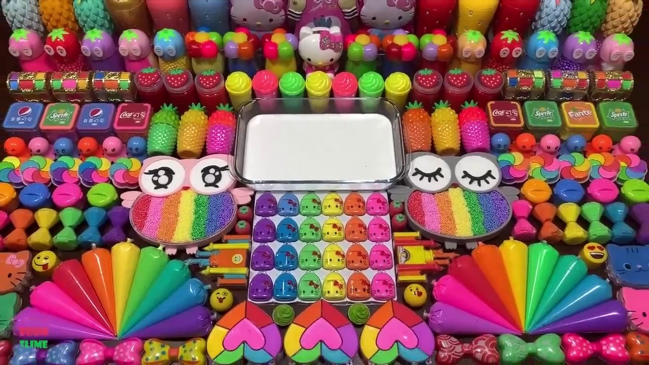 SATISFYING WITH CLAY and Slime PIPING BAG _ FOAM SLIME and GLITTER_Mixing Random Things Into GLOSSY Slime