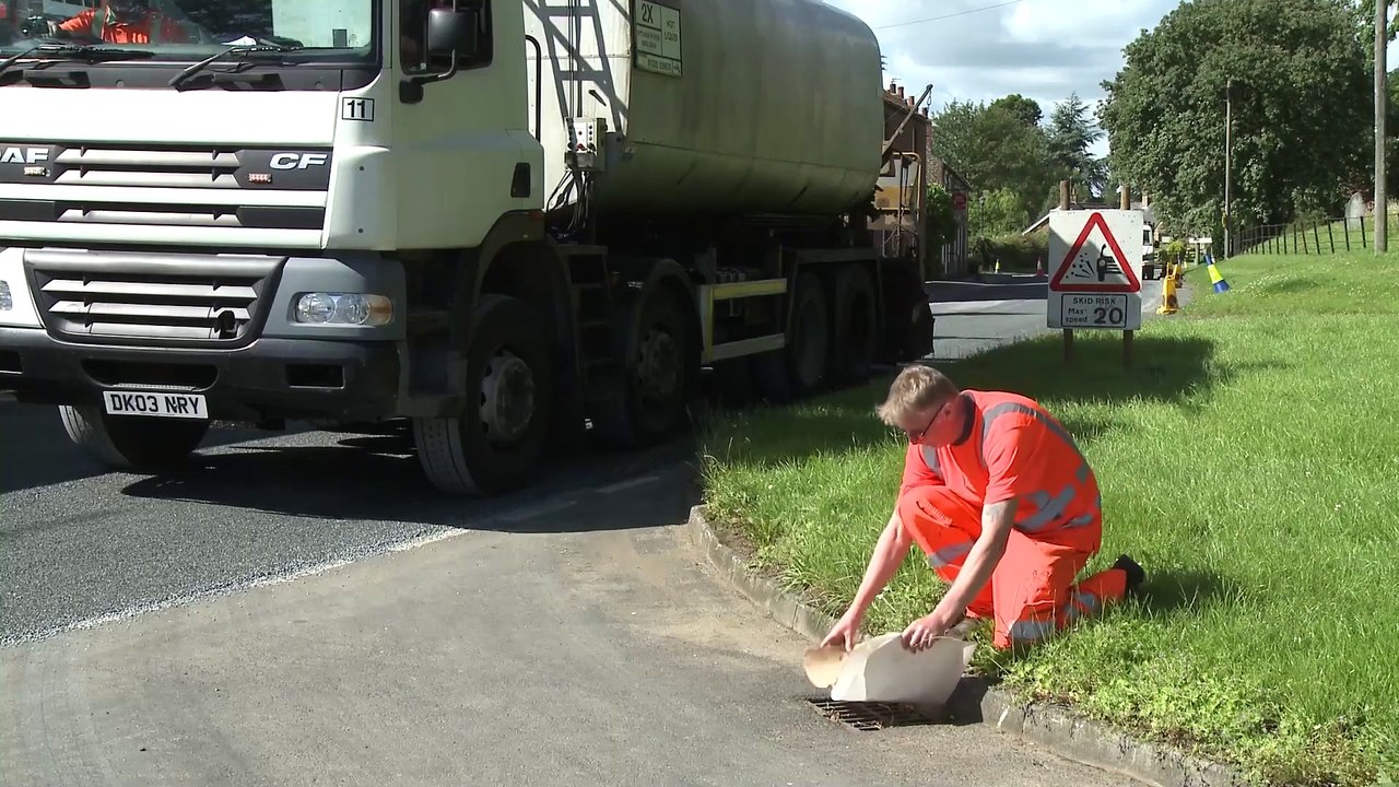 Surface dressing technique used in East Yorkshire to repair and preserve roads including filling potholes and patch repairs ahead of £3.5 million project