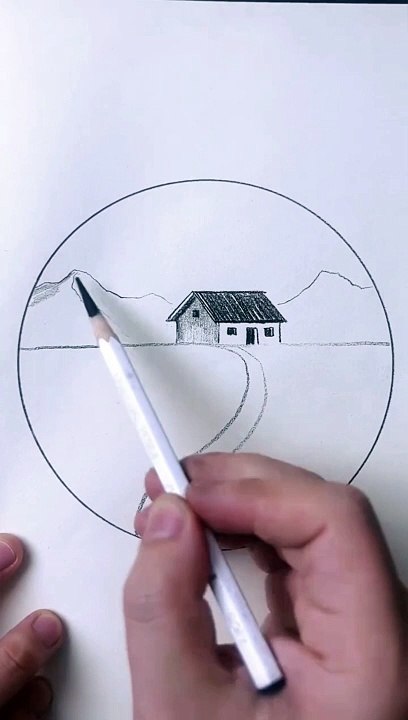 Simple Easy Scenery Pencil Drawing | Simple Pencil Drawing | Beautiful House Scenery