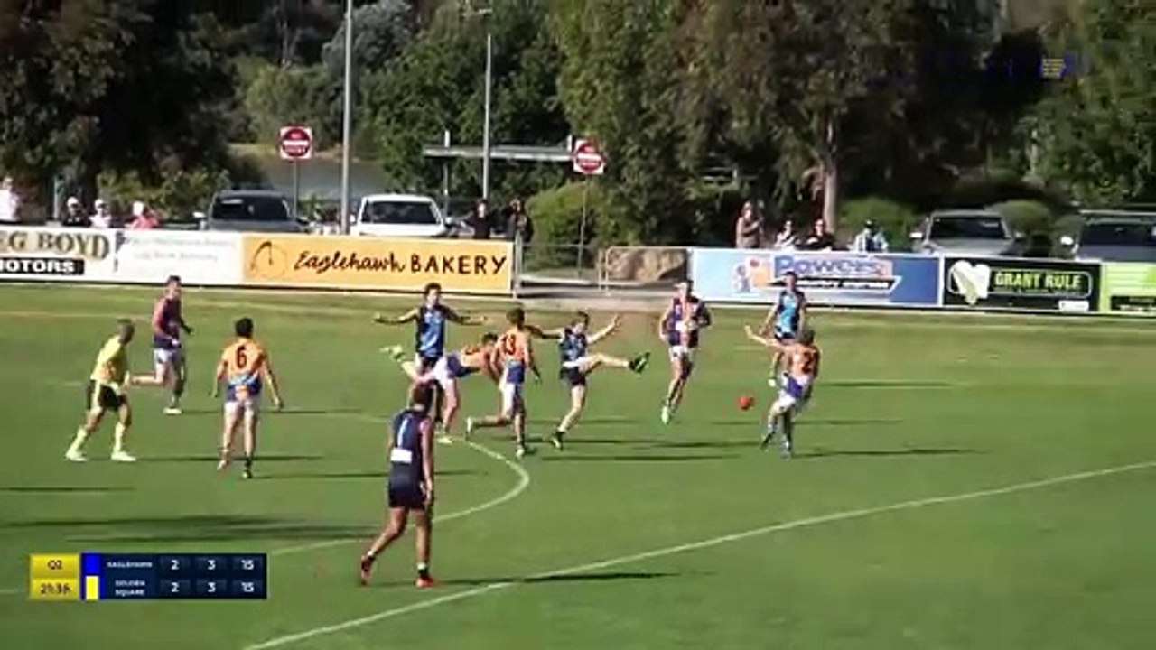 Golden Square's Zac Tickell kicks a goal in his BFNL senior debut