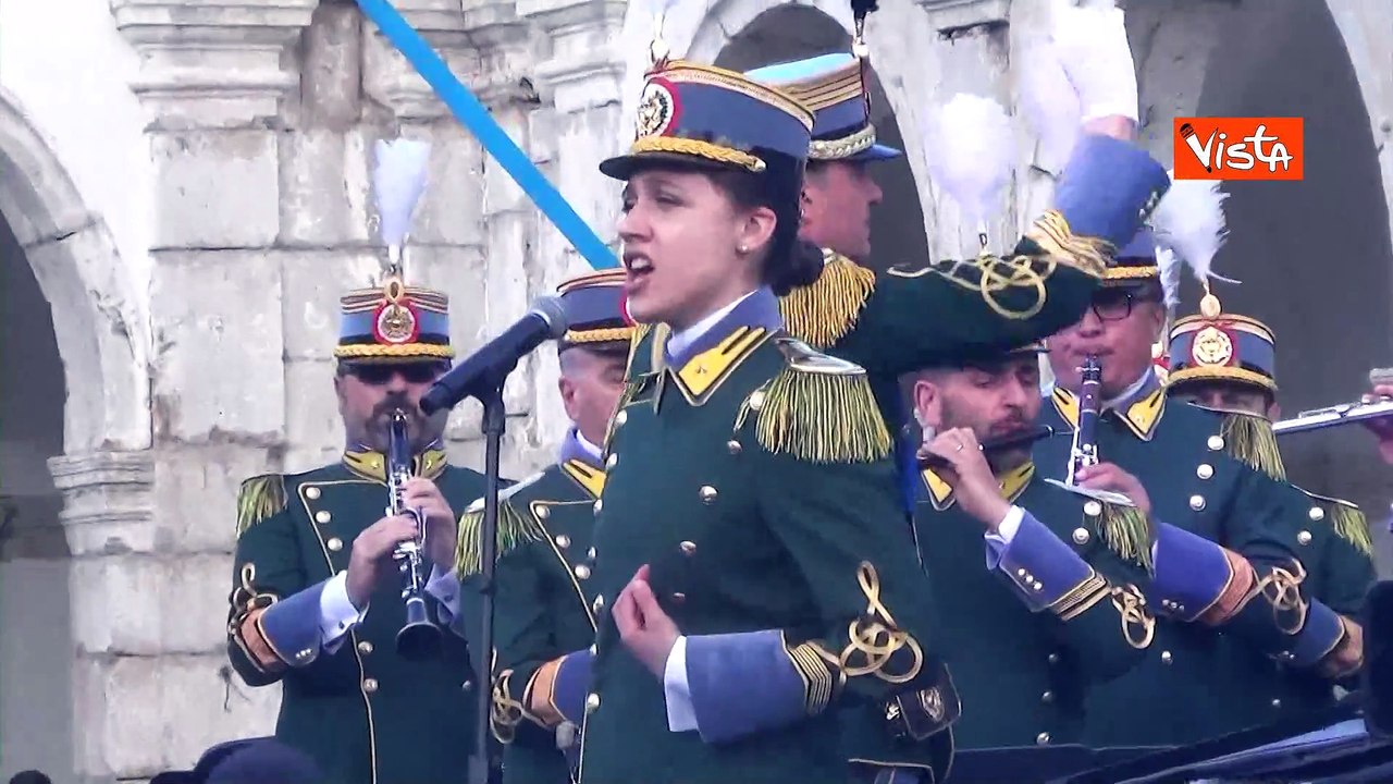 G7 Esteri Capri, la Guardia di Finanza esegue l'inno di Mameli alla certosa di San Giacomo