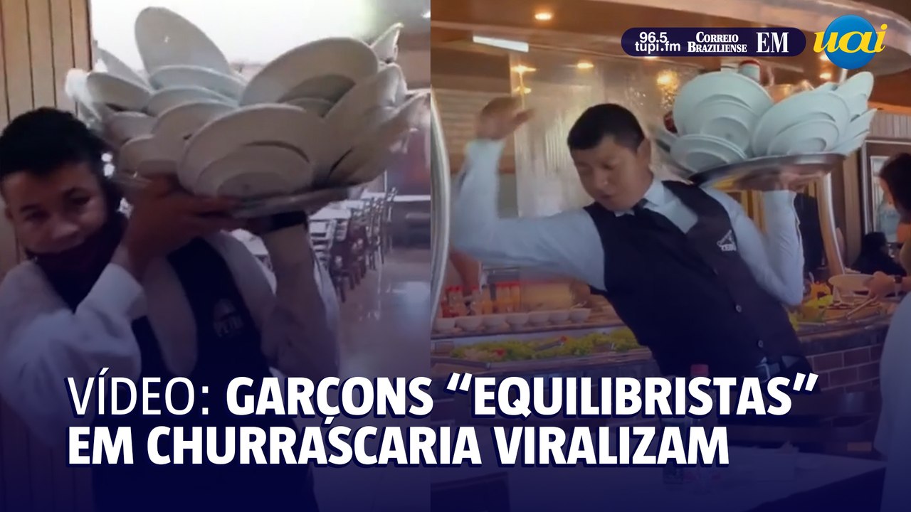 Garçons "equilibristas" de churrascaria viralizam
