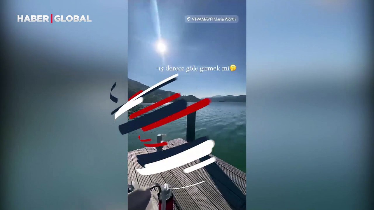 Mine Tugay eksi 15 derecede göle girdi! O anları sosyal medyada paylaştı