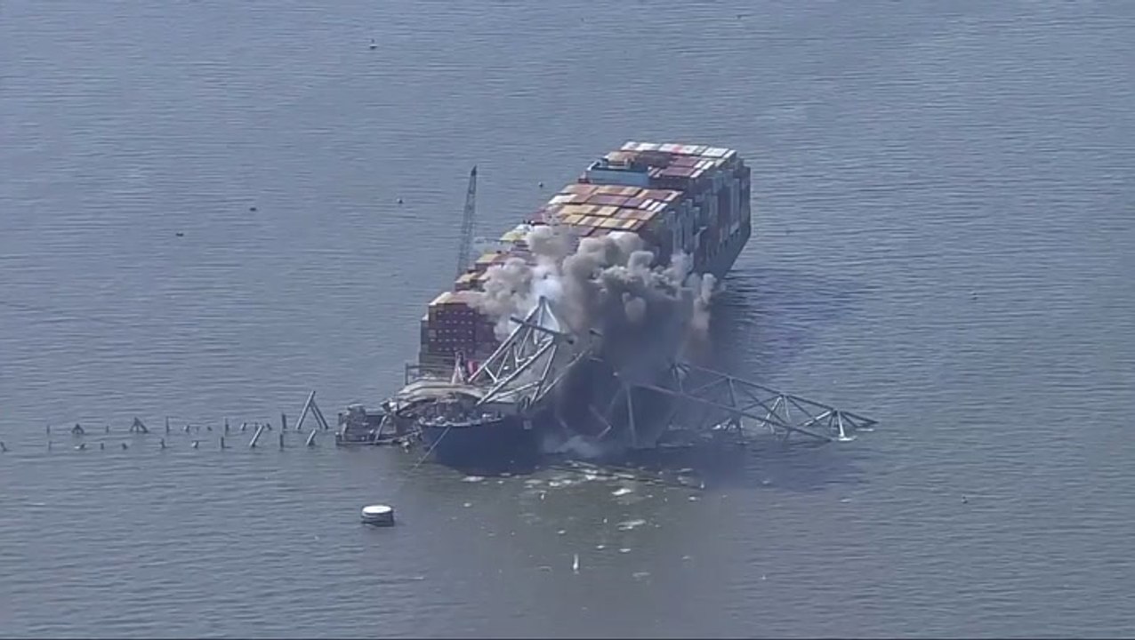 Baltimore’s Key Bridge explodes in controlled demolition