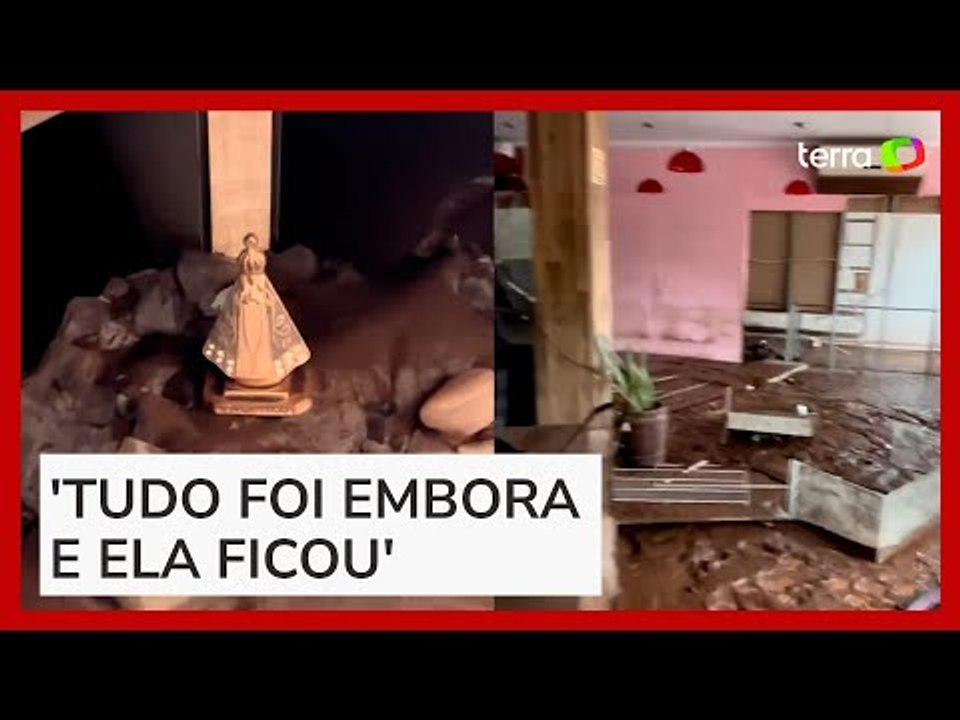 Jovem encontra imagem de Nossa Senhora 'intacta' em padaria após enchente no RS