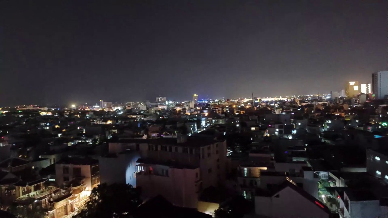 Night view of Danang city vietnam , amazing view from 15 th floor