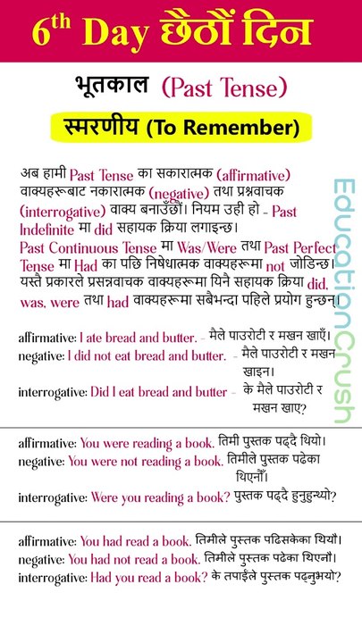 Day - 6 Simple past in nepali|Past simple|English in nepali|English grammer|नेपालिमा|