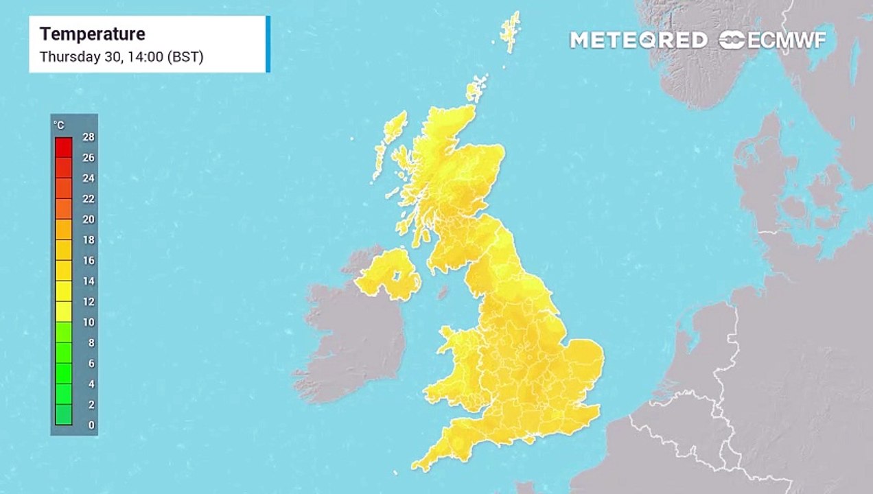 Temperature forecast for the UK