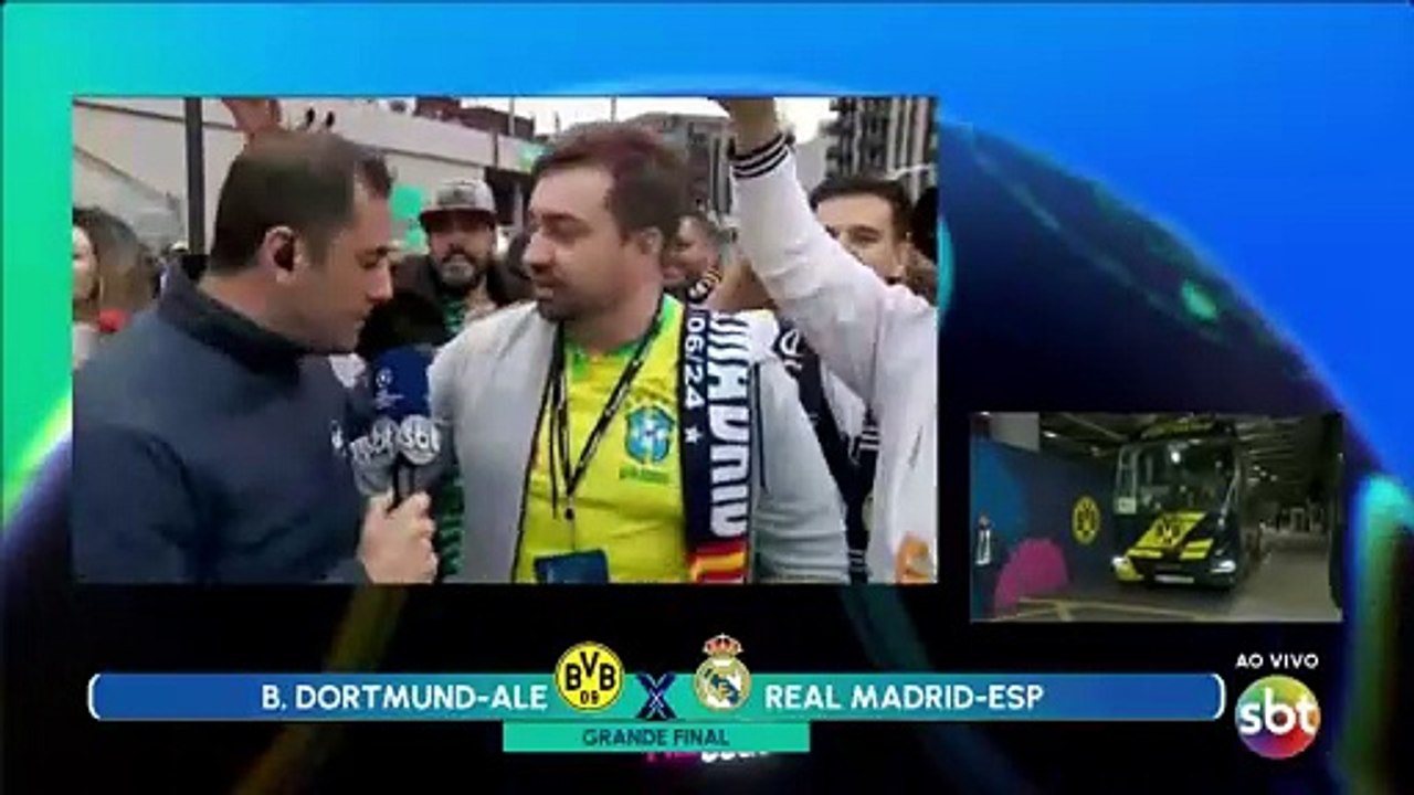 Ao vivo no SBT, entrevistado faz propaganda de rival de patrocinador da Champions 