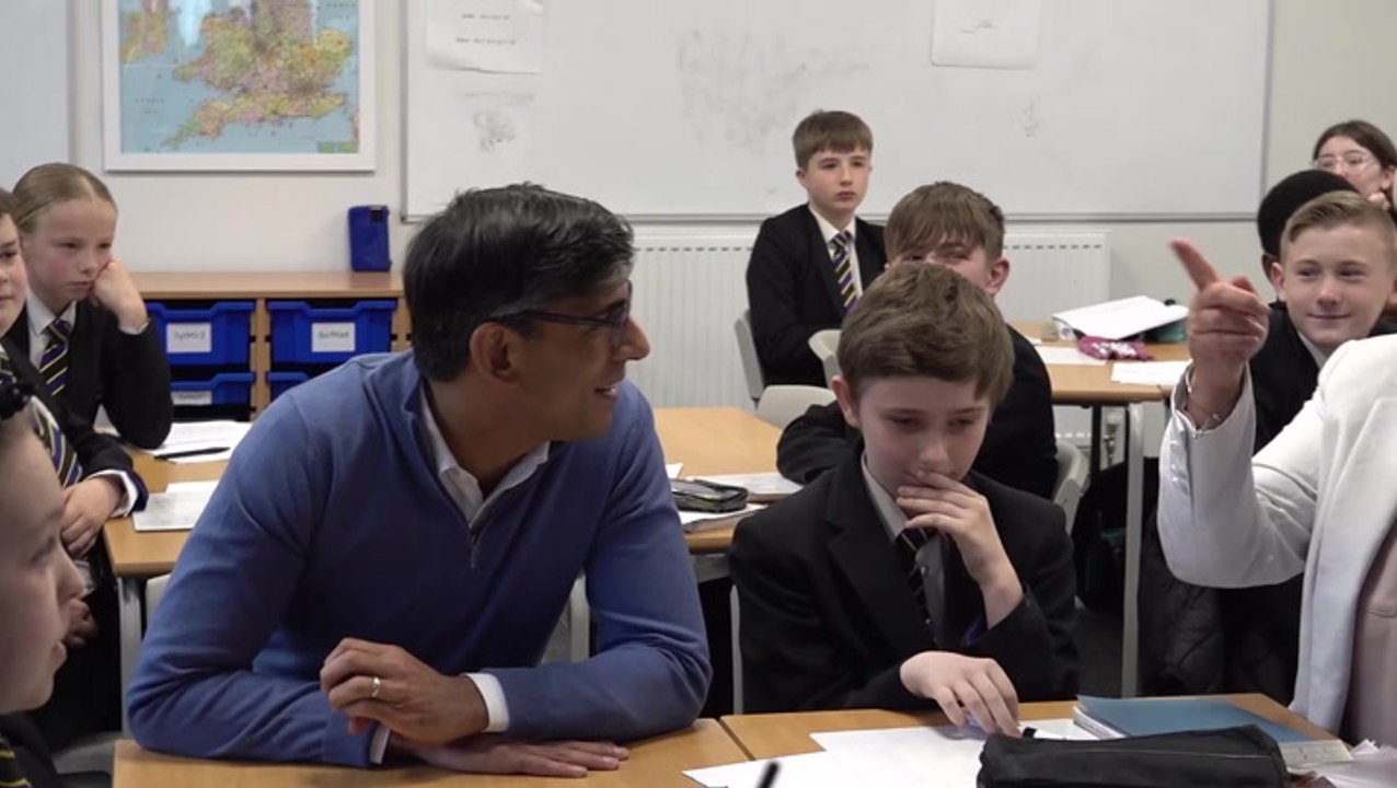 Rishi Sunak blanked as he asks Year 7 students if they are ‘excited about exam’
