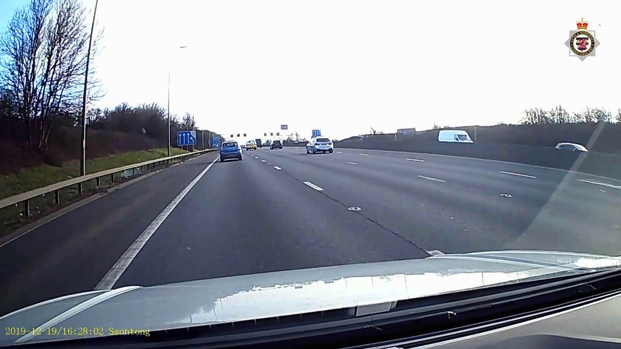 M5 gantry crash dashcam footage