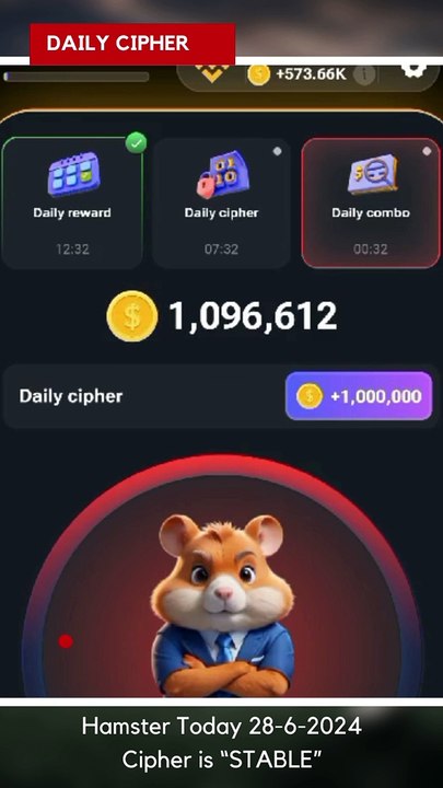 Hamster Daily Cipher @crypto @clicktoearn