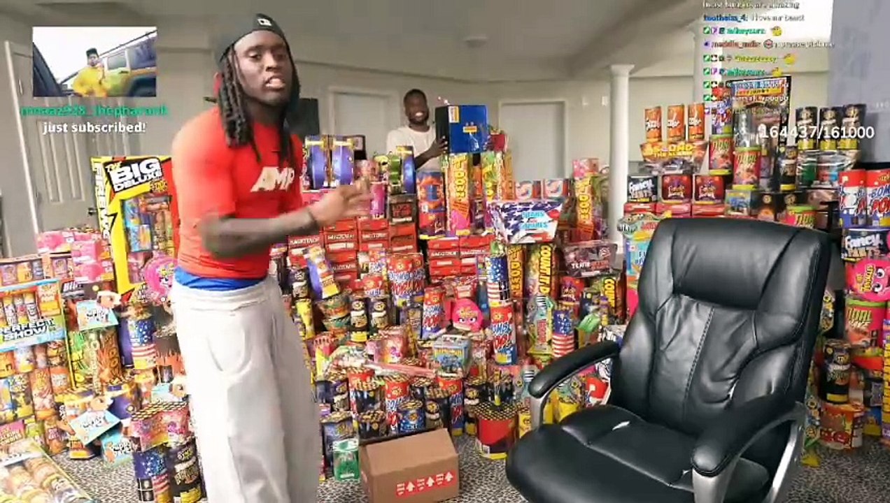 La habitación falsa de Kai Cenat, explotada por fuegos artificiales