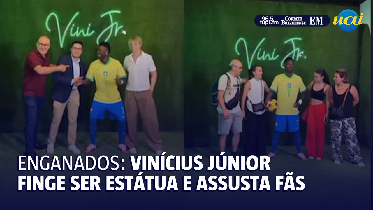 Vini Jr assusta fãs fingindo ser estátua em museu