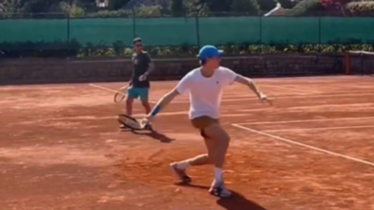 Tennis - Paris 2024 - Jannik Sinner preparing for the upcoming Olympics with Kei Nishikori