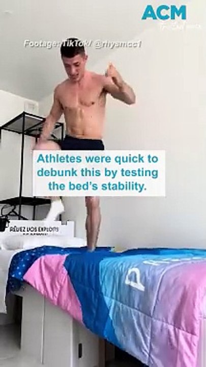 Olympians review the famous cardboard beds