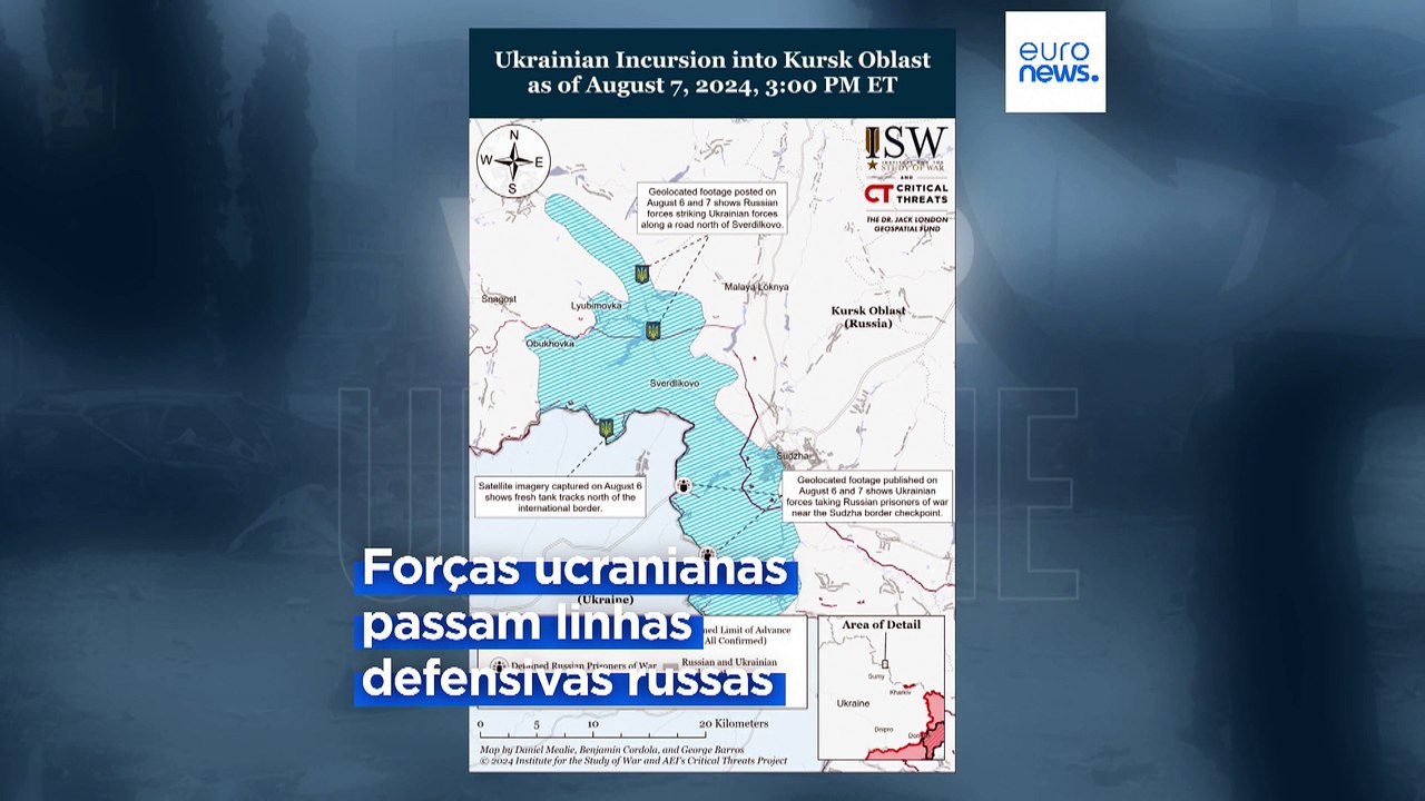 Ucrânia avança 10 quilômetros em território russo e captura controle de Sudzha