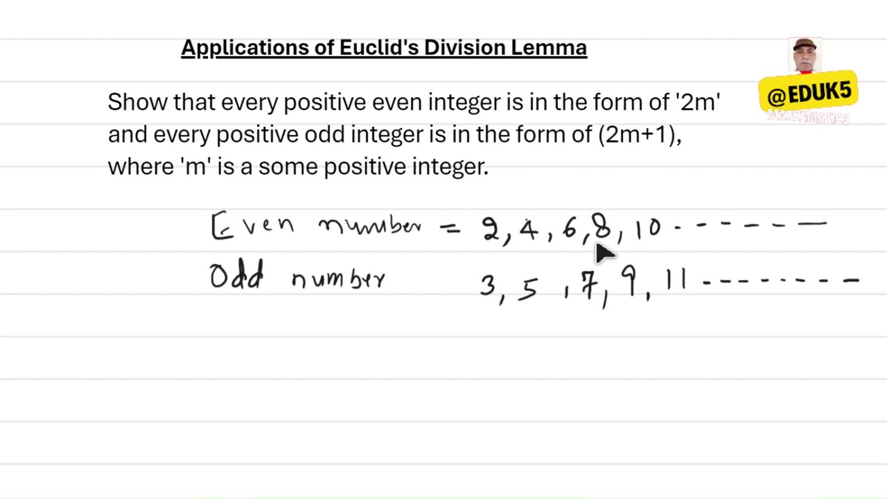 Proof that Every Positive Integer is Even or Odd: Explained with '2m' and '2m+1' Forms |  @eduk5  |
