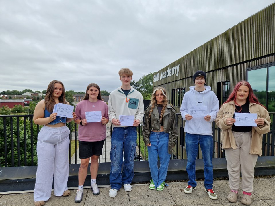 Pupils at Ormiston SWB Academy in Bilston celebrating A-level and BTEC results day