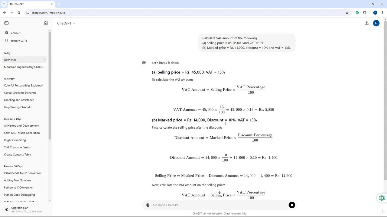 ChatGPT Course Section 25 Mathematical Solutions