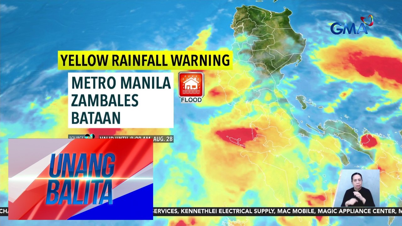 Yellow rainfall warning, itinaas sa NCR - Weather update today as of 7:10 a.m. (August 28, 2024) | Unang Balita