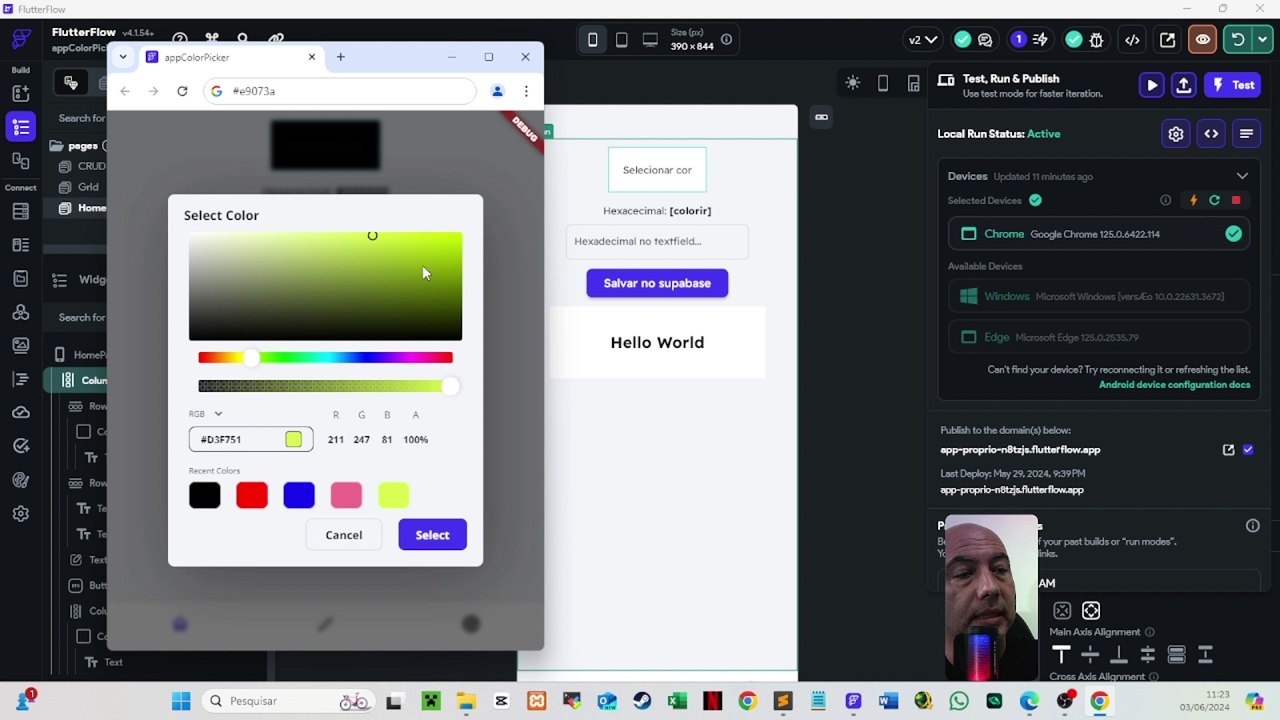 Como usar o ColorPicker no FlutterFlow e Banco de dados