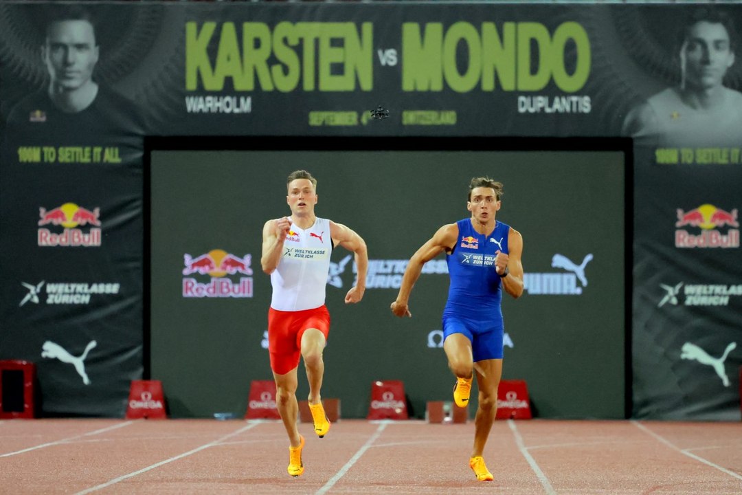 Athlétisme : Mondo Duplantis domine Karsten Warholm sur 100m lors d'une improbable exhibition