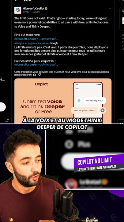 COPILOT GRATUIT & ILLIMITE ! 🧠 #copilot #microsoft #actusia #thinkdeeper #o1 #voiceai