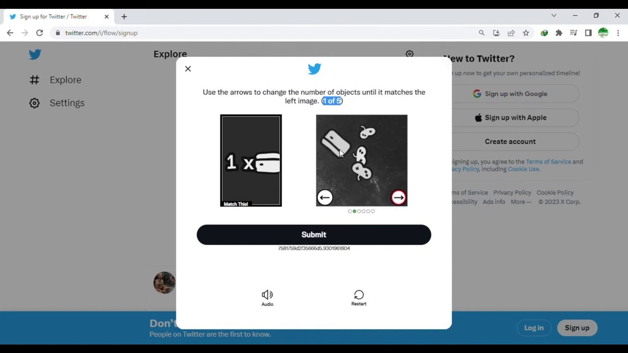 Use the arrow to change the number of Object | Microsoft Capchta| Twitter Login Problem Solver