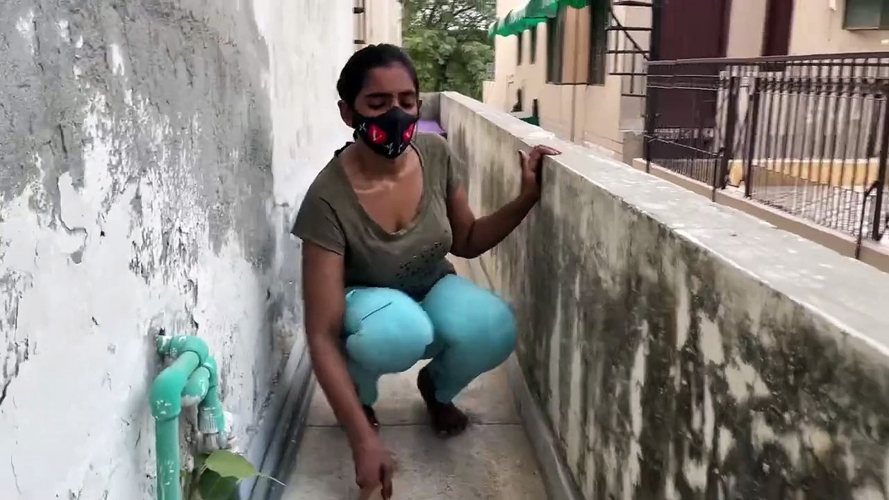 Desi Hot Girl Terrace Cleaning Vlog Pakistani Women Daily Routine Work vlog
