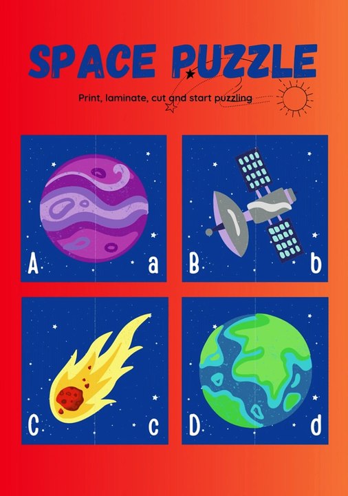 Alphabet and  Puzzles Space Worksheet