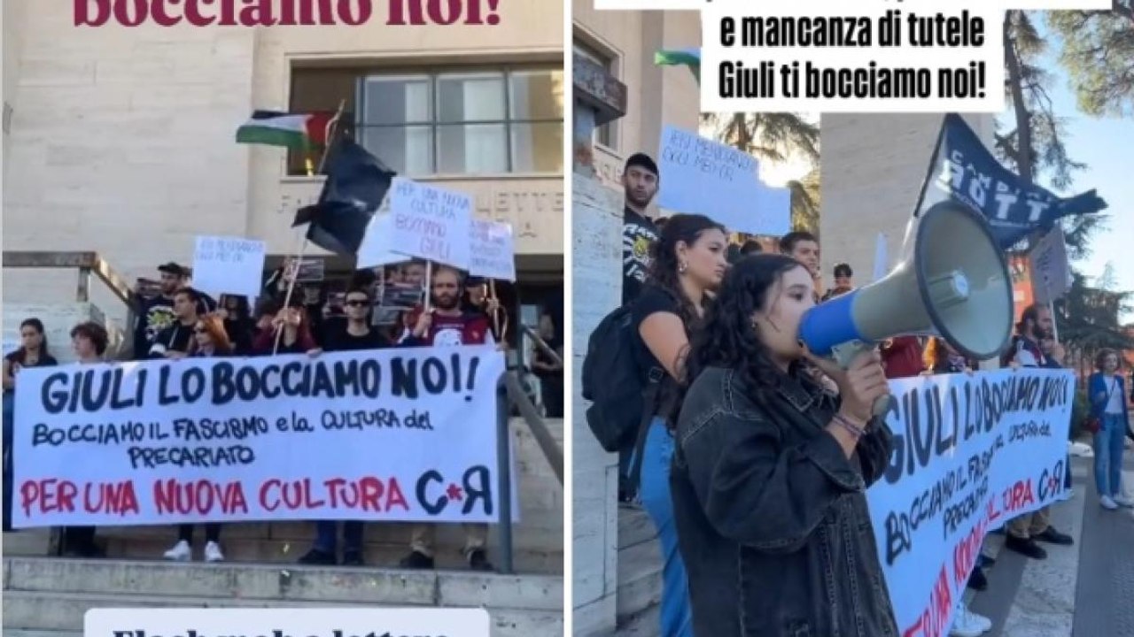 Sapienza, la protesta degli studenti all'ultimo esame del ministro Giuli