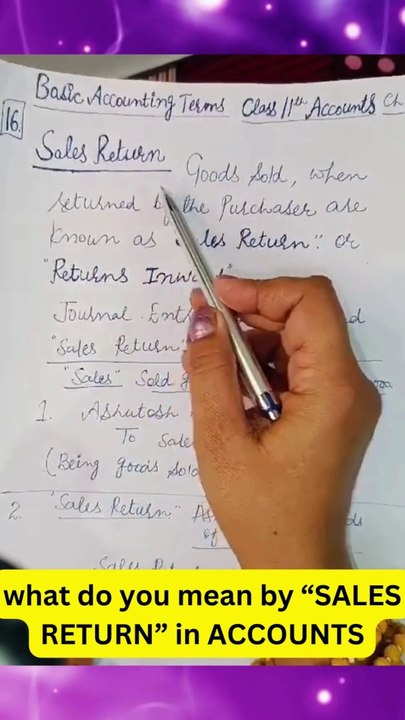"SALES RETURN" IN ACCOUNTS. BASIC ACCOUNTING TERMS.