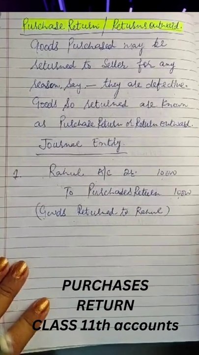 "PURCHASES RETURN" IN ACCOUNTS. BASIC ACCOUNTING TERMS.