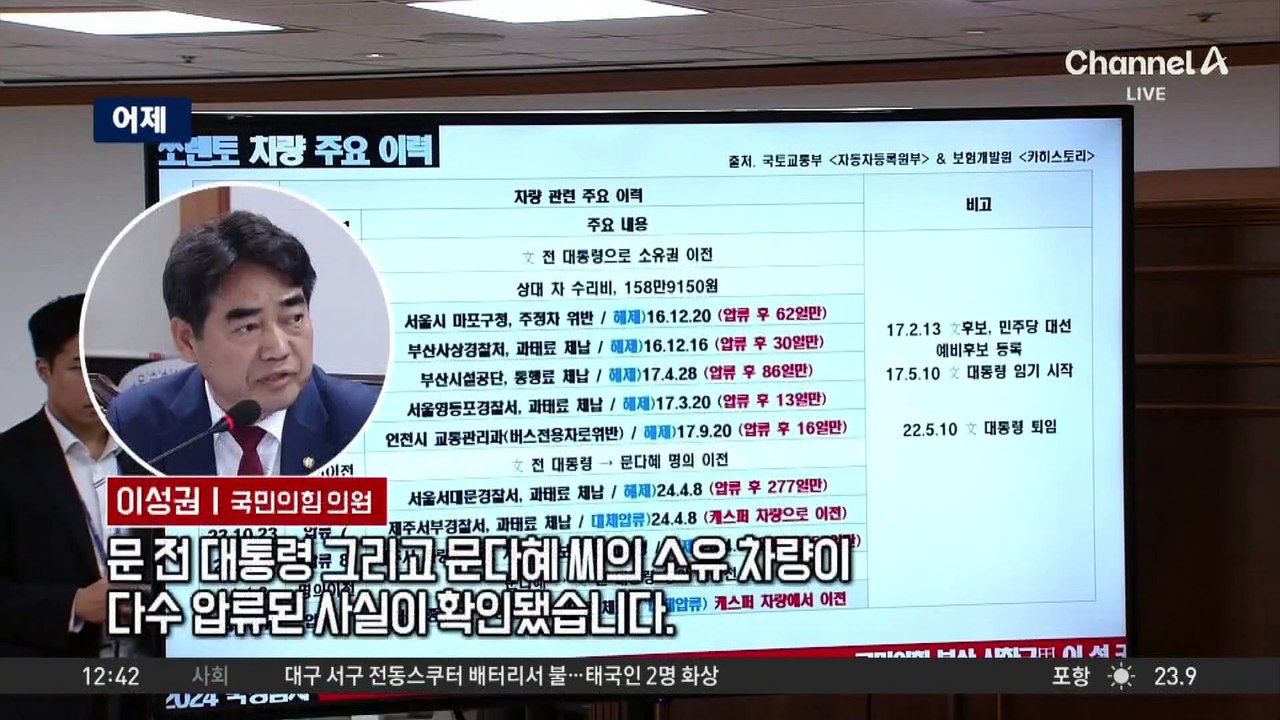 부녀 소유 차량 11차례 압류, 쏘렌토·캐스퍼도 반복 압류 🚗