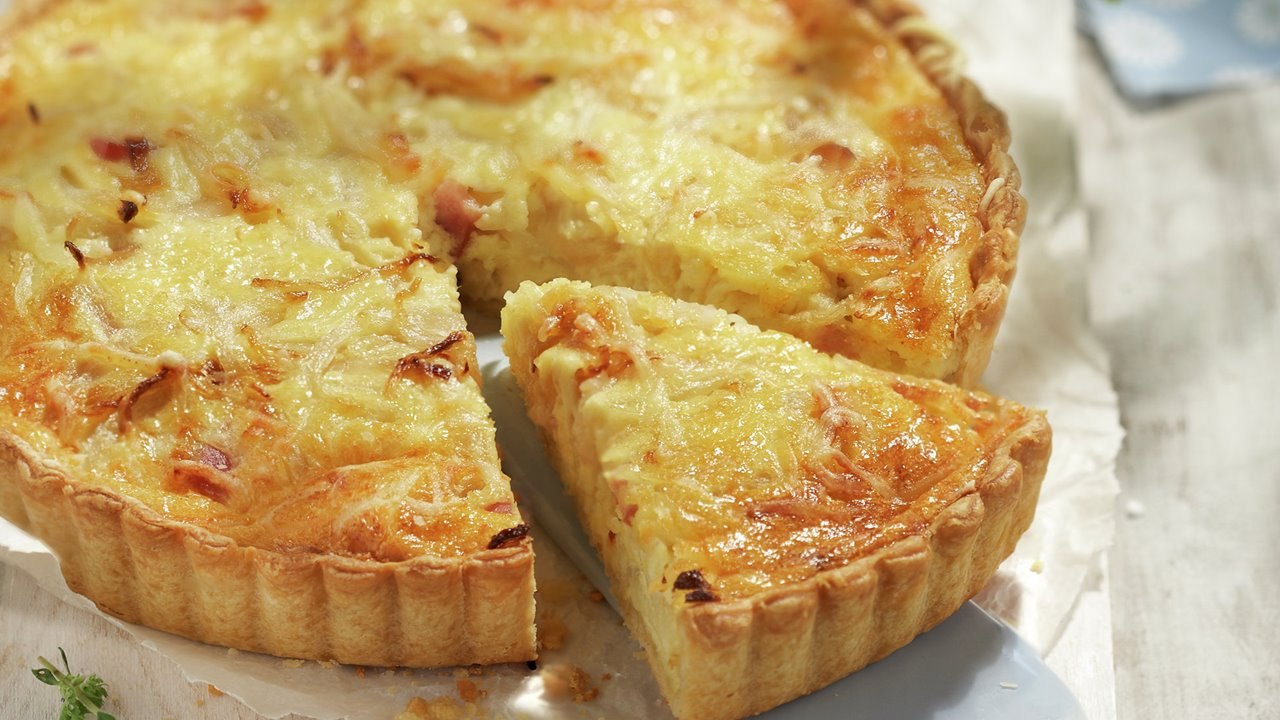 Quiche de beicon y cebolla - Cocina Fácil