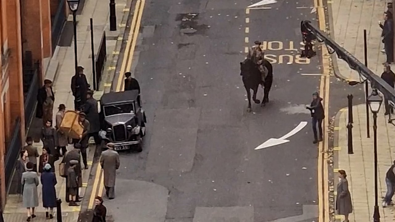 Cillian Murphy on horseback filming new Peaky Blinders film