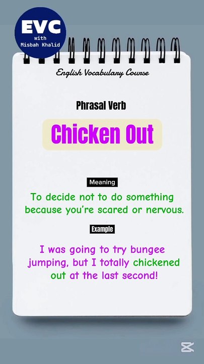 "Chicken Out" Meaning with Example| English Phrasal Verbs