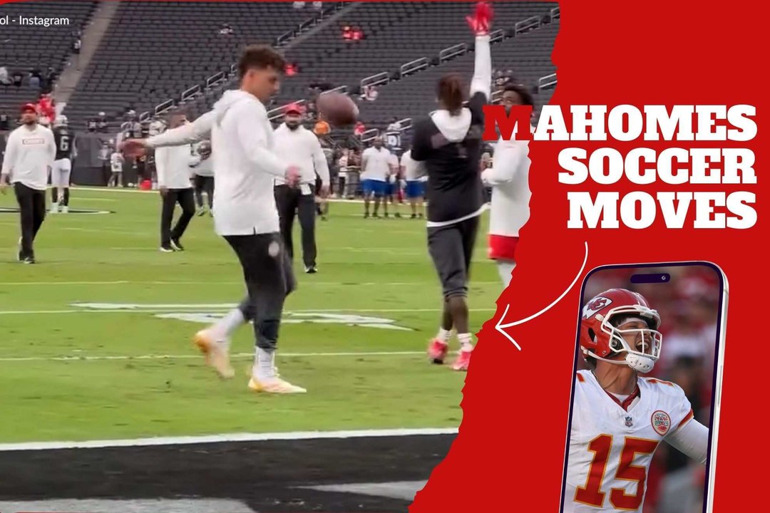 Patrick Mahomes seems possessed by Lionel Messi and LeBron James in pregame warmup