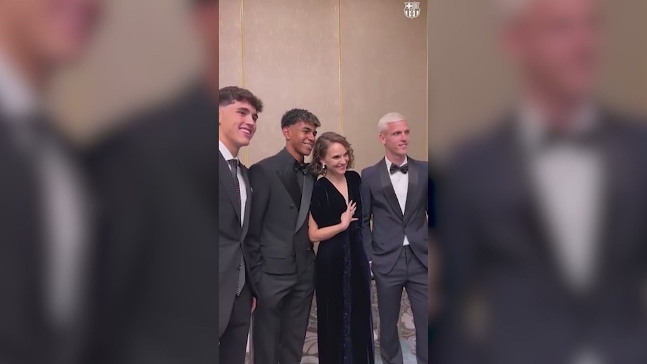 La actriz Natalie Portman también se une a la celebración del 0-4 con Lamine, Cubarsí y Dani Olmo