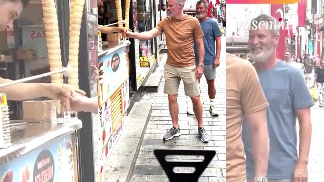İstanbul'u ziyaret eden Roy Keane ve Jamie Carragher’ın Maraş dondurmacısıyla imtihanı!