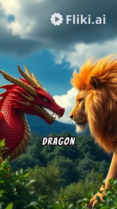 A DROGEN FIGHTING WITH LION