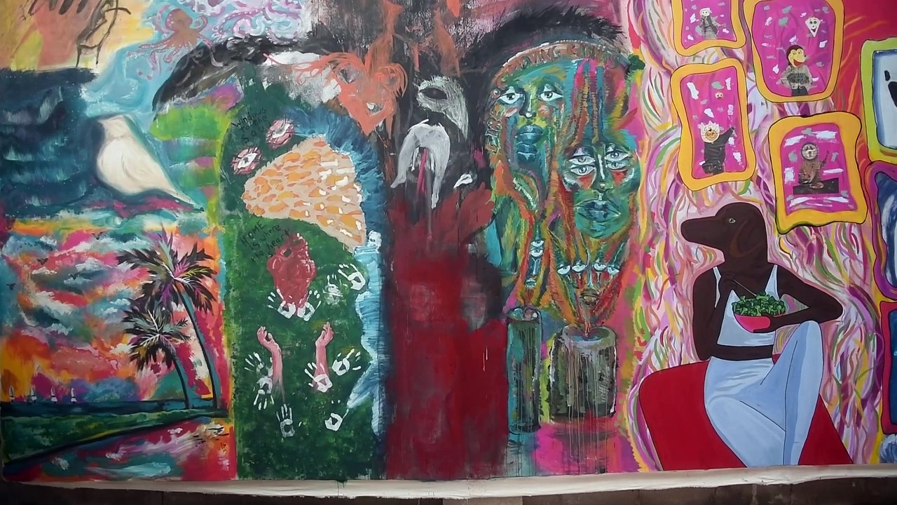 Mural painted by Leeds Students at Seagulls Paint Water Lane in Leeds