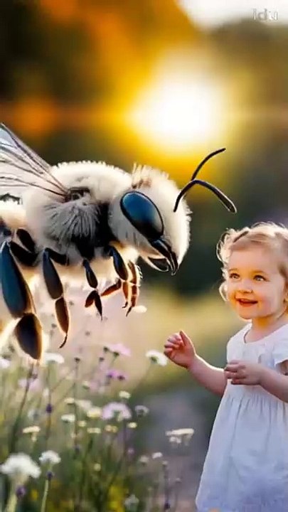 Videos | Short video | funny | bee | girl | beautiful | wildlife | forest | nice | little