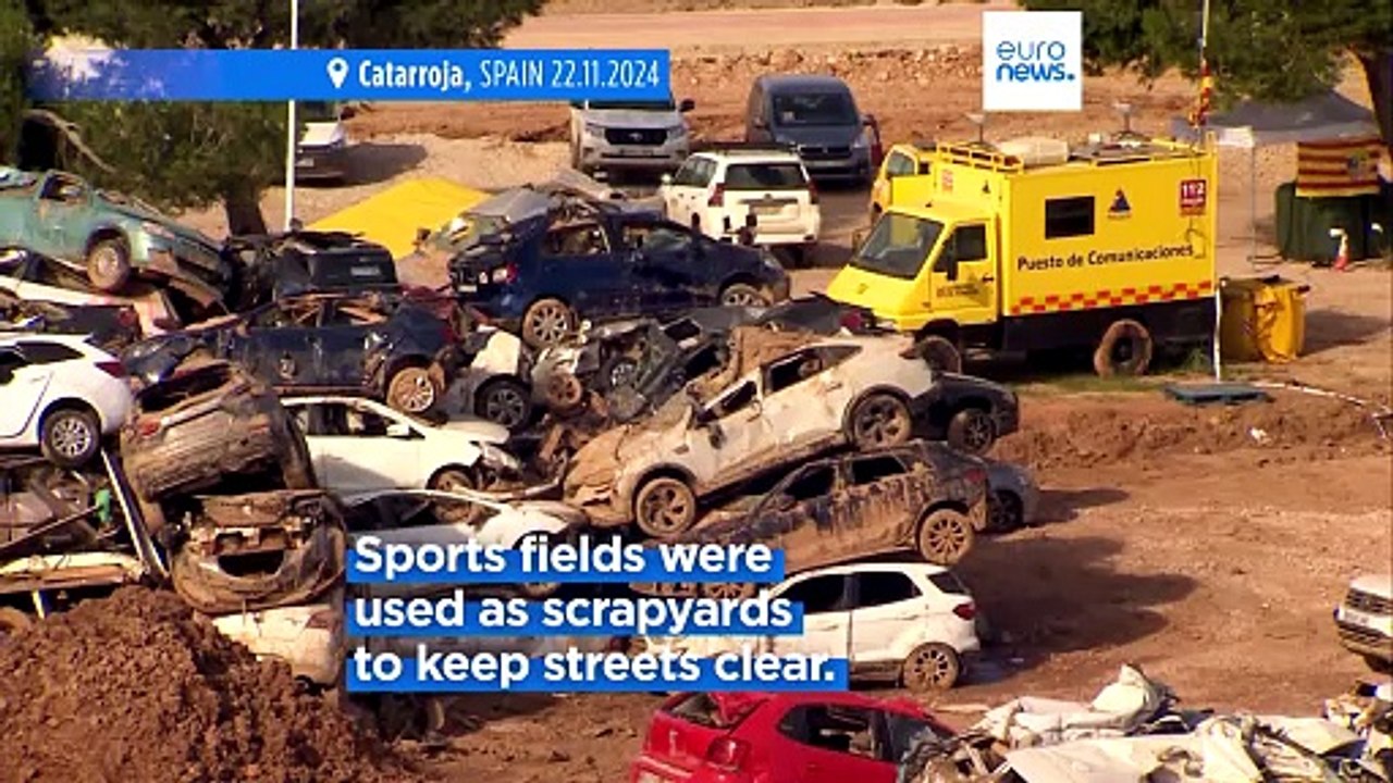 Massive car graveyard in Catarroja shows scale of Spain's devastating flooding